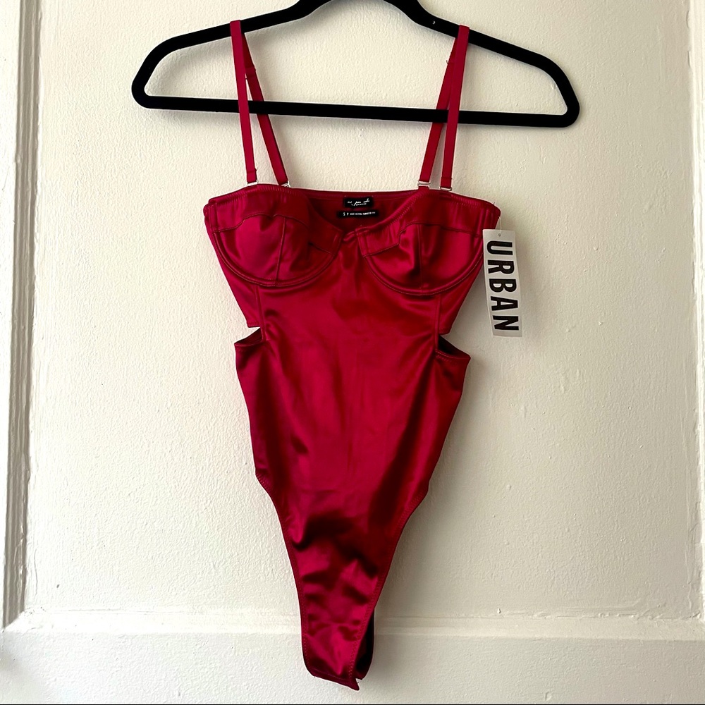 Urban Outfitters Red Satin Bodysuit Size S